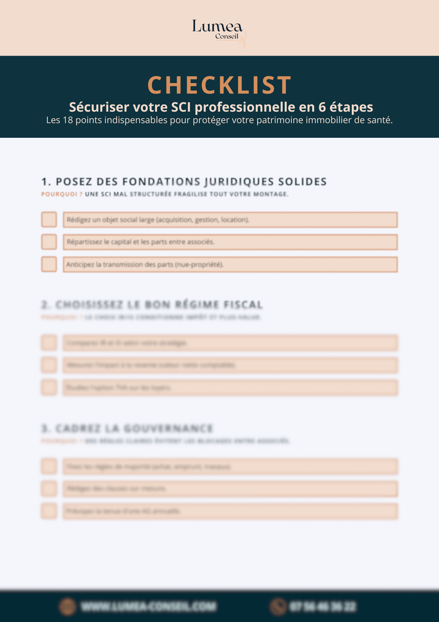 Aperçu de la checklist SCI Lumea Conseil
